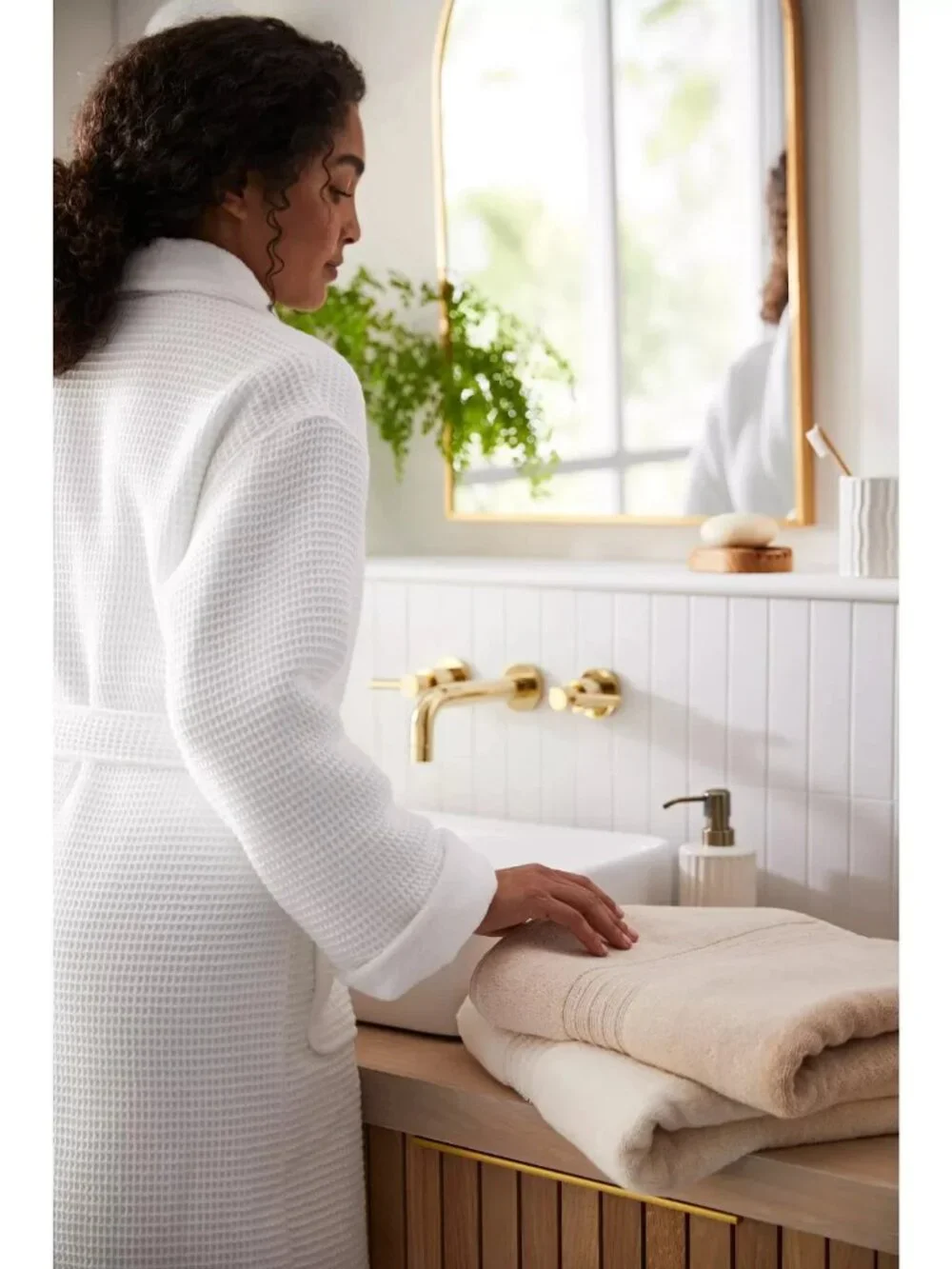 Hotel Collection Cotton Waffle White Bath Robe Shawl Collar All Cotton Small/Med
